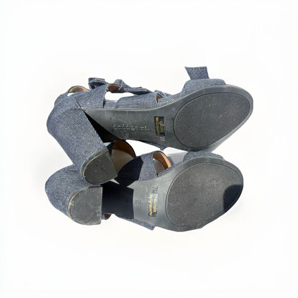 Indigo Rd Denim Bow Heel Sandals Women’s Size 7M Blue Open Toe Summer Shoes - Picture 8 of 9